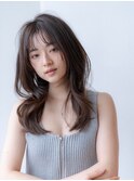 20代30代大人可愛いレイヤーロング/前髪パーマ/グレーベージュ