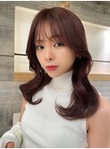 艶髪ピンクブラウン韓国くびれヘア【肥田亜沙美】