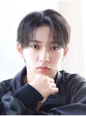 センターパート韓国ヘアオリーブグレージュアッシュスパイラル