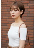 大人可愛い刈り上げマッシュショート耳かけボブマロンベージュ