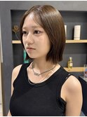花田くびれボブオリーブベージュブリーチなしダブルカラー下北沢