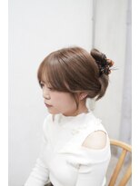 アリー 原宿 表参道(ALLY)&nbsp;髪質改善ブリーチなしベージュブラウン韓国お団子アレンジ