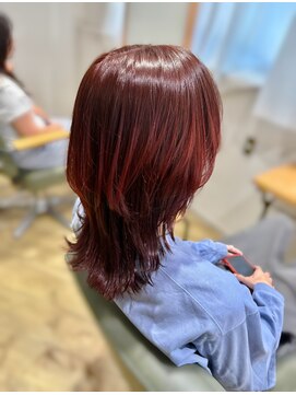 ブラウン(Brown) ミディアムウルフ×ブリーチなしダブルカラー