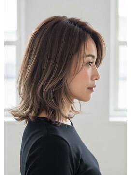 ウェーヴ アズシュガー 浜松佐藤店(wave as sugar) 大人透明感レイヤーミディ美髪スタイル
