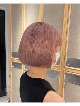 ヘアサロン ガリカ 表参道(hair salon Gallica) 【柴田優香】ミニボブぷつっとボブ/耳かけショート/くすみピンク