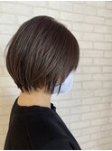 前下がりショートボブグレージュ透明感暗髪艶髪川口