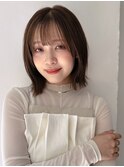 大人可愛い20代30代40代小顔外はねボブ×ラテベージュ