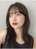 顔周りレイヤーカットグレージュカラーくびれボブベージュカラー