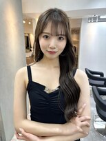 前髪あり韓国カール髪質改善姫カットセミディシアーカラー