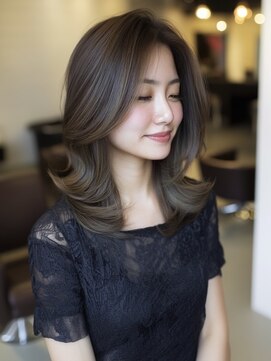 アルトリスト(Altruist Aging×HAIR&SPA) ★ダークアッシュ大人ガーリーボブ着物ミディアムレイヤーカット