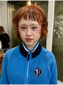 ボブレイヤーカットくすみオレンジブラウンローライトカラー