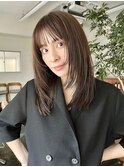 フェイスレイヤー顔周りレイヤーグレージュカラー