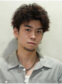 渋谷スパイキーショートツイストスパイラルパーマアップバング