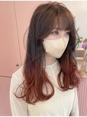 グラデーションカラー《 毛先:コーラルピンク 》
