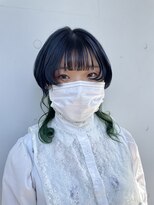 カリーナコークス 原宿 渋谷(Carina COKETH)&nbsp;ブルー/ウルフカット/インナーカラー/ダブルカラー/クラゲウルフ