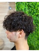 メンズツイストスパイラルパーマシェービング眉毛カット