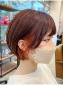 【時短/可愛い】インナーオレンジ×丸みショート