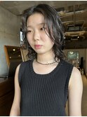 ウルフパーマ/レイヤーパーマ/黒髪パーマ/前髪なしパーマ