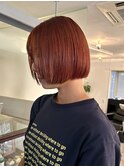 ブリーチ1回のオレンジブラウンボブ