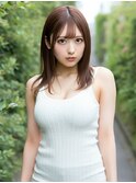 小顔外ハネミディアムアッシュ20代30代40代くびれミディ韓国ヘア