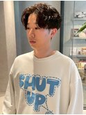 センターパート ツイスパ ツーブロック マッシュ 束感