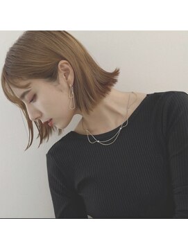 メメント(MEMENTO) 【三国MEMENTO】切りっぱなし ボブ グレージュカラー