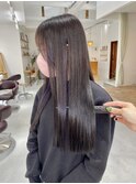 透明感カラーラベンダーグレージュ酸性ストレート髪質改善