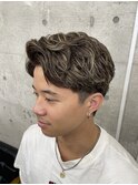 アップバング×メッシュカラー