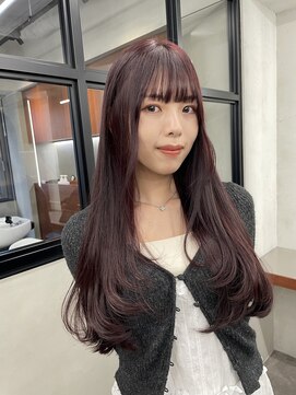 ニコ トウキョウ 渋谷(nico TOKYO) ダブルカラーチェリーレッドピンクブラウン韓国レイヤーロング