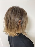 【津賀 涼】ショートグレージュカラーボブウルフココアベージュ