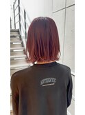 美髪ブリーチなしエアリーロング切りっぱなしボブピンクブラウン