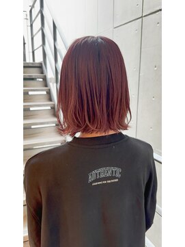 マイラ 銀座(myla) 美髪ブリーチなしエアリーロング切りっぱなしボブピンクブラウン