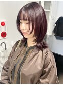 くびれヘア暗めカラーレイヤーカットウルフカットワインレッド