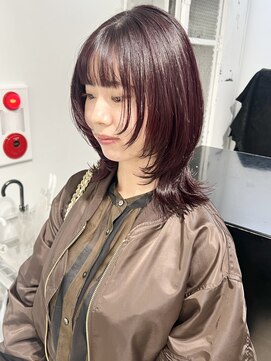 ココ 原宿(KOKO) 黒髪小顔クラゲヘアーオリーブグレーココアベージュワインレッド