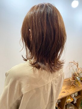 アンフレール 今っぽ外ハネボブ×柔らかオレンジベージュ