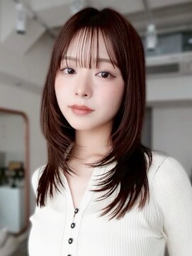 フォト 武蔵小杉(foto) ダークパープル縮毛矯正・ストレートワンホンレイヤー武蔵小杉