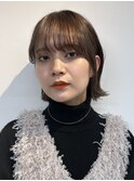 くびレイヤーボブルフネビージュ小顔ワンレンこなれミディ