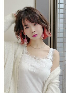 ヘアサロン ロータス(Hair Salon Lotus) Hair salon Lotusウルフレイヤー×インナーカラーピンクレッド