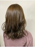 オリーブカラー×セミウェットウェーブ