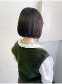 ミニボブ　ぱっつんボブ　切りっぱなしボブ　ケアストレート