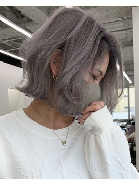 エゴル ナゴヤサカエ(ENGOL NAGOYA SAKAE) 保存必須【外ハネハイトーンボブ】ラベンダーシルバーカラー