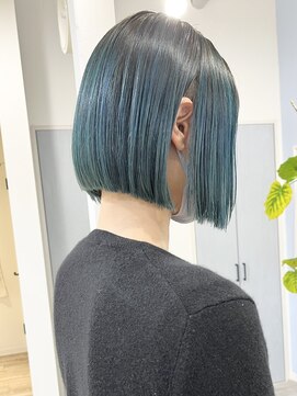 ミュール(mule) バレイヤージュボブ/グリーン/ブリーチ1回目安