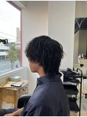 波巻きツイストスパイラルパーマ　メンズウルフ　メンズパーマ