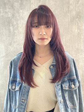 ザ オーダー(THE ORDER) クロスパーマ前髪カットレイヤーカットボルドーカラー