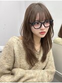 大人美人ハイレイヤーぱっつん前髪黒髪ロングワイドバンクカール