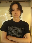 メンズボブウルフメンズミディアムレイヤーカットメンズウルフ