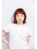 外ハネミディ　ボブ　パッツンボブ　イルミナカラー
