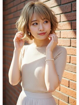 フルショウ 小牧(FURUSHO) 抜きっぱなしブロンド/ミニマルボブ/ニュアンスパーマ