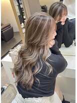 ブレンド 渋谷(BLend)&nbsp;ハイライトカラーくびれヘアアプリコットオレンジ