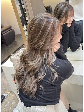 ブレンド 渋谷(BLend) ハイライトカラーくびれヘアアプリコットオレンジ